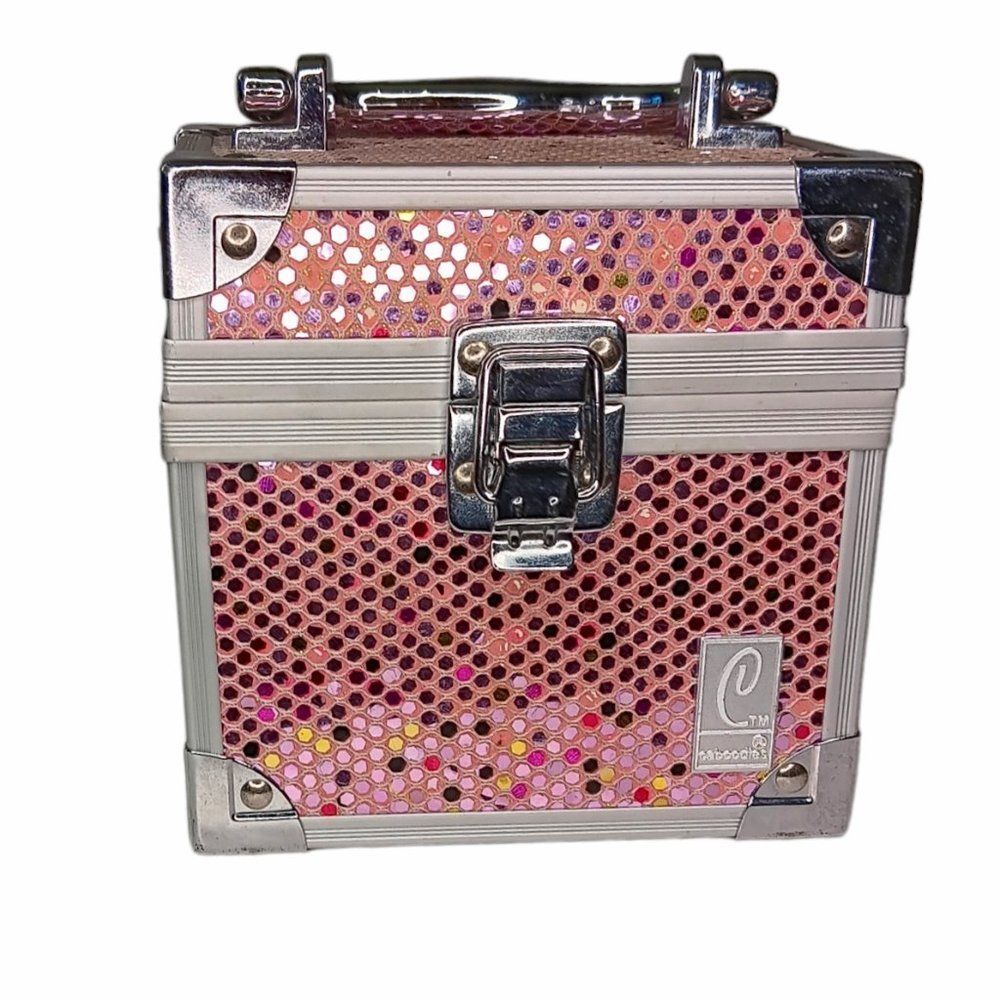 Caboodles Pink Sequin Mini Makeup Case Organizer 2012 Approximately 5" x 5" - Picture 3 of 11